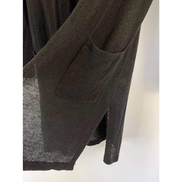 J.Jill Black Linen Blend Open Front Knit Cardigan Blend Pockets Sz XS #4093 - Picture 9 of 11